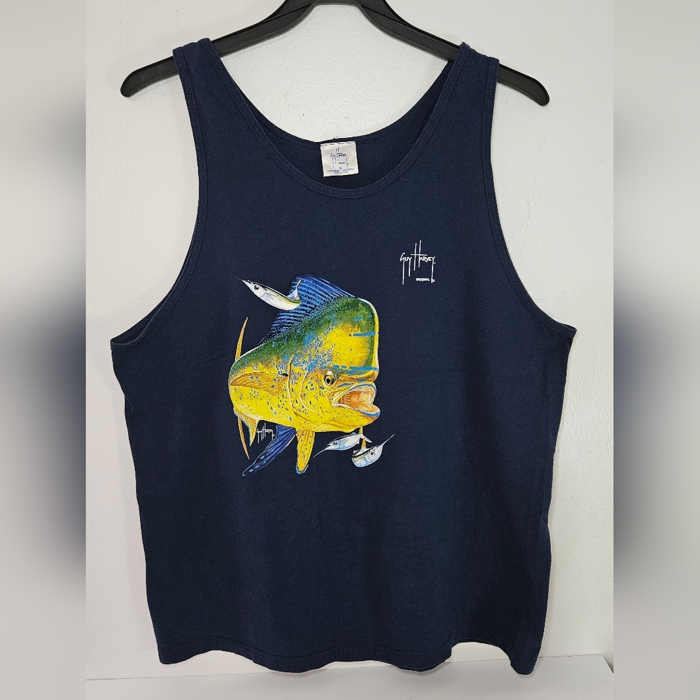 Guy Harvey Vintage Tank Top Men Made In Usa Size XL xl Blue